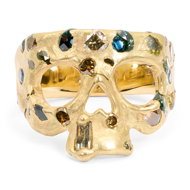 Extra Small Cypress Confetti Skull Ring - Made to Order